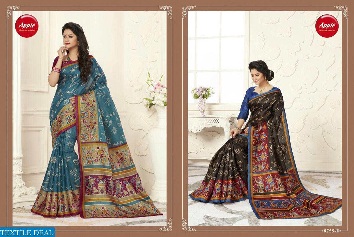 apple madhubani vol-5 wholesale cotton silk saree